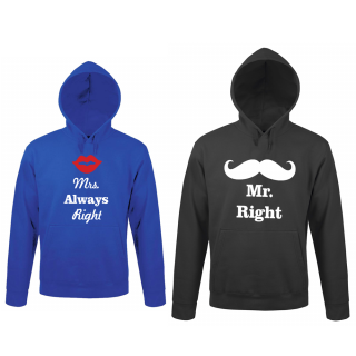 Set hanorac "Mr. Right ir Mrs. always right"