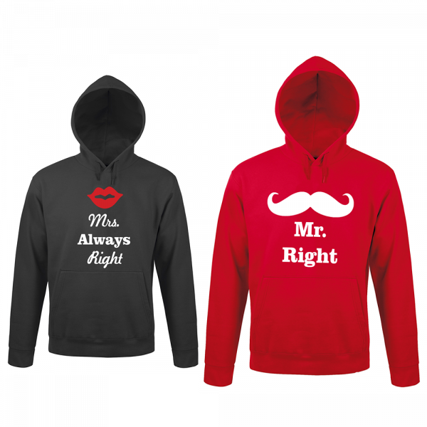 Set hanorac "Mr. Right ir Mrs. always right" Set hanorac "Mr. Right ir Mrs. always right"