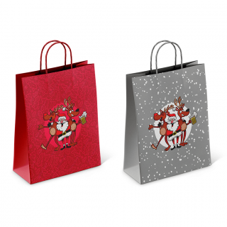 Pungă de hârtie pentru cadouri „Crazy Santa” (25x8.5x34.5cm)