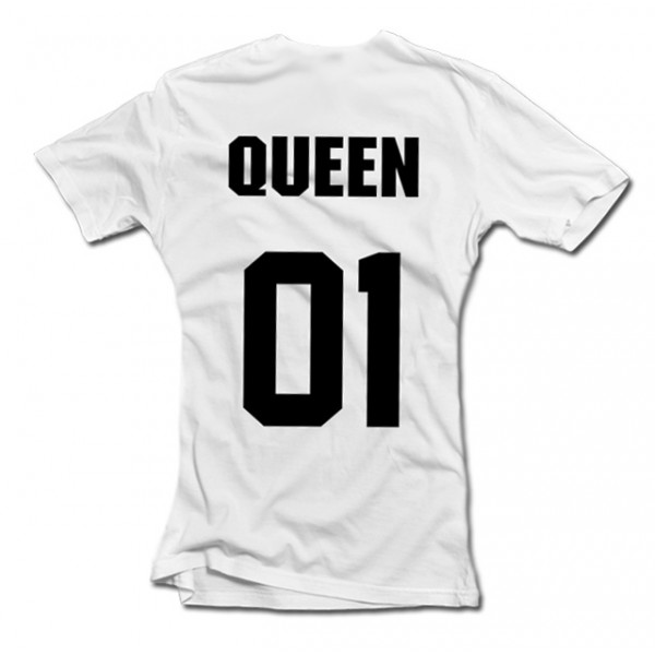 Set de tricouri "King & Queen" cu imprimare pe față și pe spate Set de tricouri "King & Queen" cu imprimare pe față și pe spate