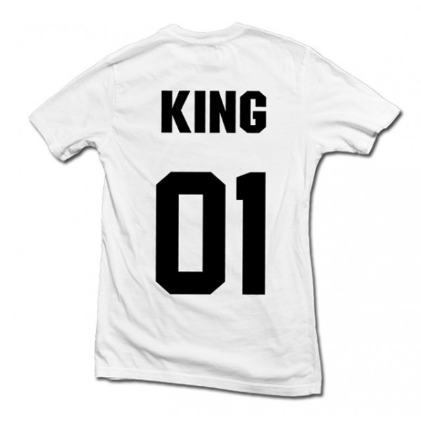 Set de tricouri "King & Queen" cu imprimare pe față și pe spate Set de tricouri "King & Queen" cu imprimare pe față și pe spate