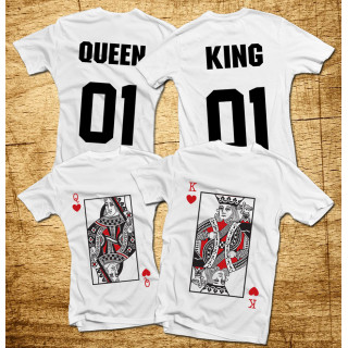 Set de tricouri "King & Queen" cu imprimare pe față și pe spate