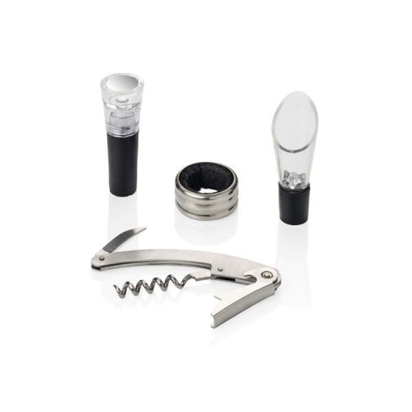 Set de instrumente pentru vin în cutie rotundă din piele Faux Set de instrumente pentru vin în cutie rotundă din piele Faux