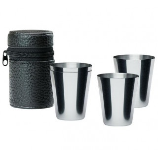 Set de pahare de shot în carcasă din piele naturală (4 buc.)