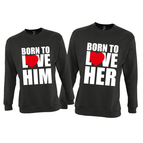 Set hanorac "Born to love" (fără glugă)