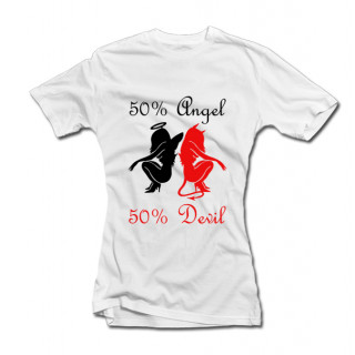 Tricou pentru femei "50% înger, 50% diavol"