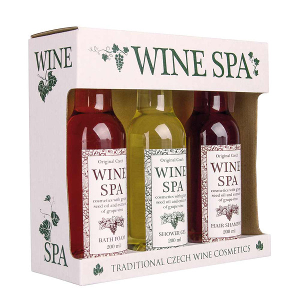 Set cadou cosmetic „WINE SPA” (Gel de duș 200ml + Șampon 200ml + Spumă de baie 200ml) Set cadou cosmetic „WINE SPA” (Gel de duș 200ml + Șampon 200ml + Spumă de baie 200ml)