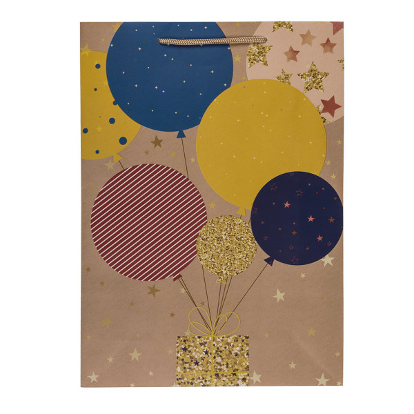 Pungă cadou din hârtie "Balloons and candles" (34,5x25x8,5cm)