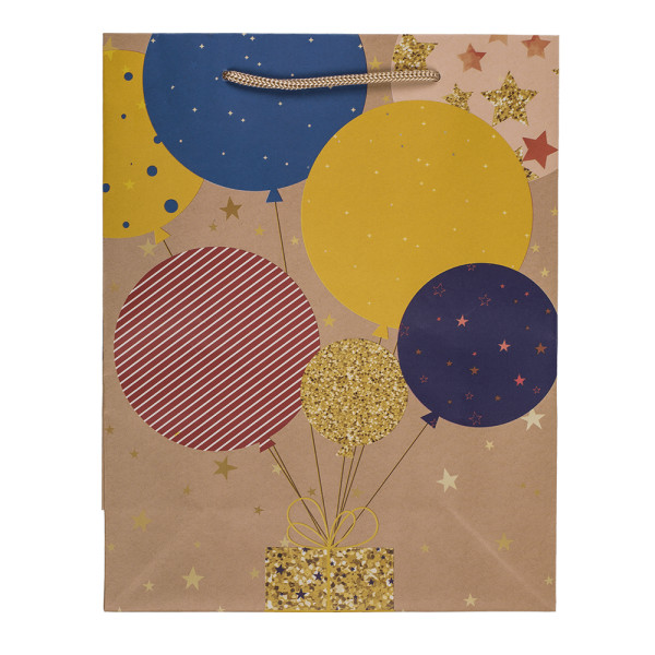 Pungă cadou din hârtie "Balloons and candles" (23x18x8cm)
