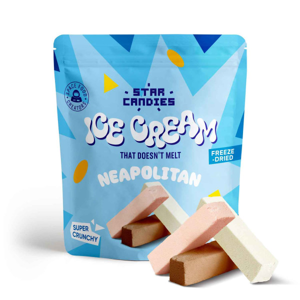 STAR CANDIES înghețată liofilizată NEAPOLITAN (vanilie, ciocolată, căpșuni), 16 g