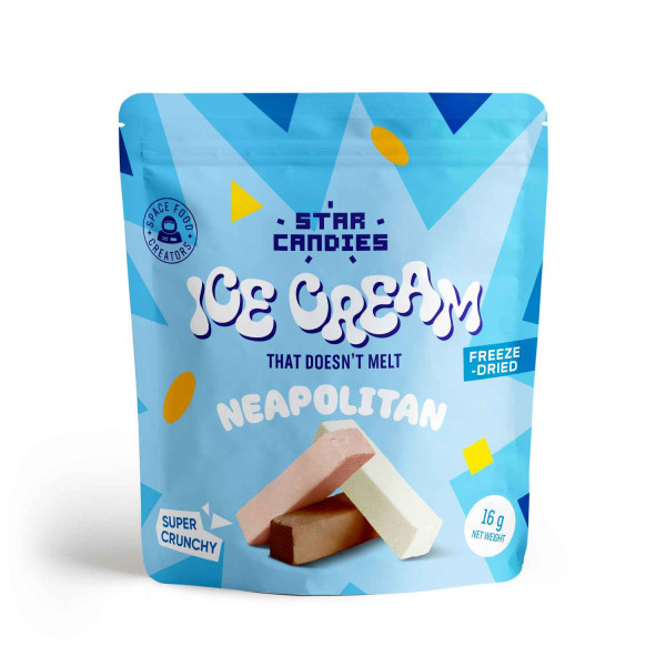 STAR CANDIES înghețată liofilizată NEAPOLITAN (vanilie, ciocolată, căpșuni), 16 g