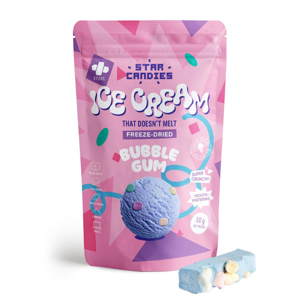 STAR CANDIES Înghețată cu aromă de gumă de mestecat, liofilizată, 50 g STAR CANDIES Înghețată cu aromă de gumă de mestecat, liofilizată, 50 g
