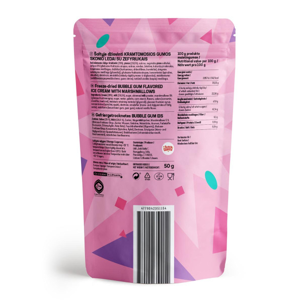 STAR CANDIES Înghețată cu aromă de gumă de mestecat, liofilizată, 50 g STAR CANDIES Înghețată cu aromă de gumă de mestecat, liofilizată, 50 g