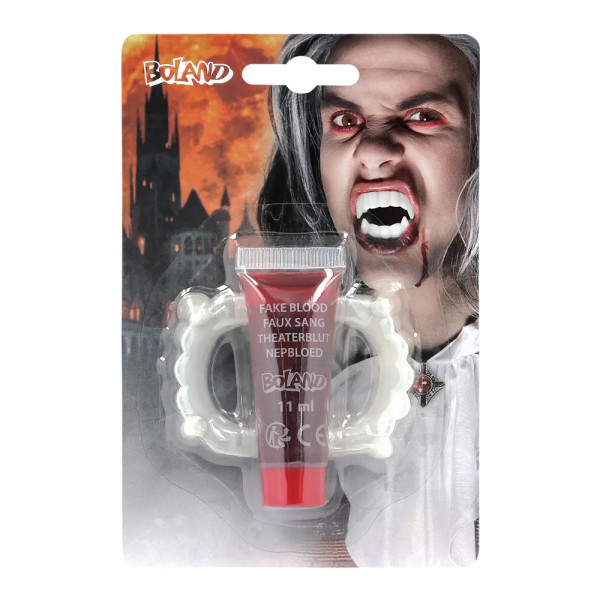 Mini kit vampir (sânge fals, dinți)