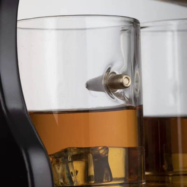 Decantor cu suport și set de 4 pahare "MITRALIERĂ AK-47"