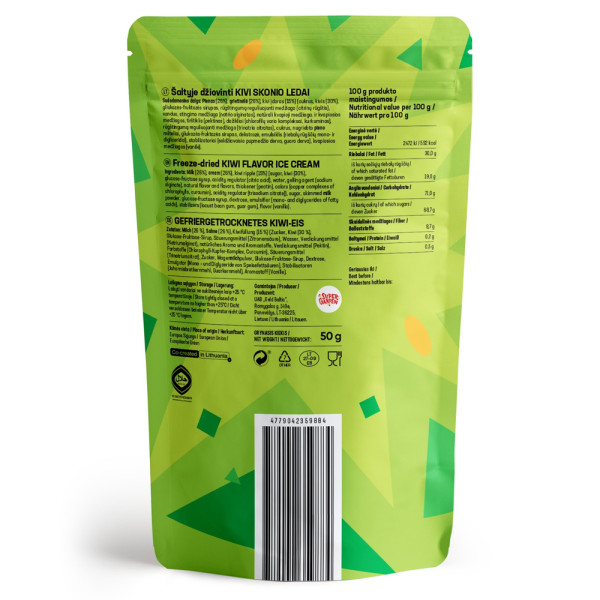 STAR CANDIES înghețată cu aromă de kiwi liofilizată, 50g STAR CANDIES înghețată cu aromă de kiwi liofilizată, 50g