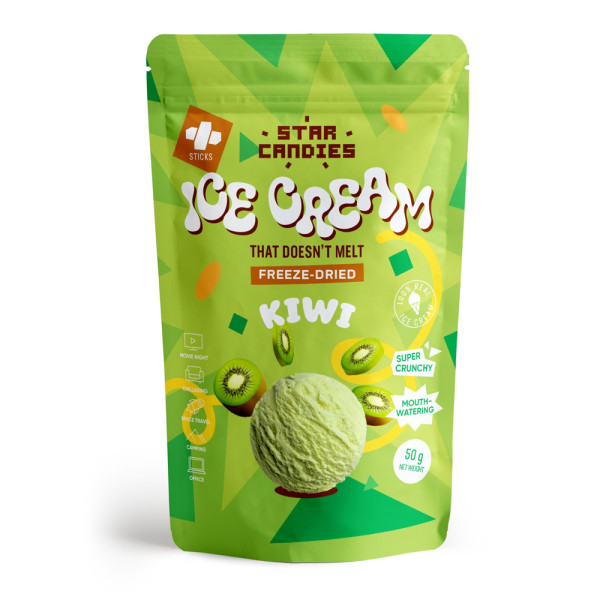 STAR CANDIES înghețată cu aromă de kiwi liofilizată, 50g STAR CANDIES înghețată cu aromă de kiwi liofilizată, 50g
