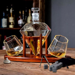 Set cu decantor, 2 pahare și cuburi din piatră "DELUXE DIAMOND"
