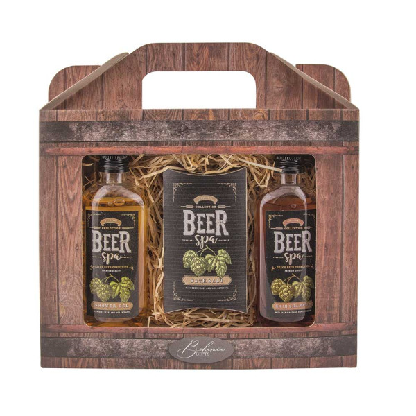 Set cadou cosmetic „BEER SPA” - gel de duș (100ml), șampon (100ml) și sare de baie (150g) Set cadou cosmetic „BEER SPA” - gel de duș (100ml), șampon (100ml) și sare de baie (150g)