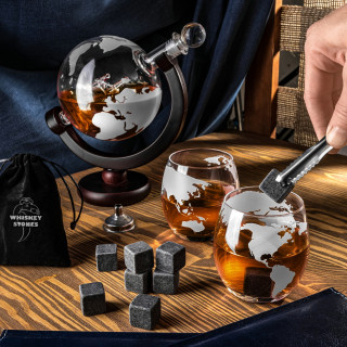Carafă în formă de glob cu 2 pahare DELUXE