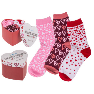 Set de șosete pentru femei „Hearts” într-o cutie cadou (3 perechi)