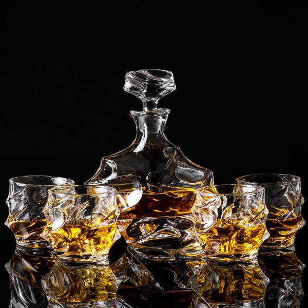 Carafă de cristal și set de 6 pahare „OPULENT ELEGANCE”