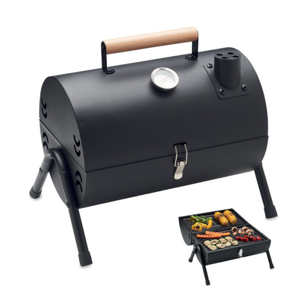 Grill BBQ portabil cu coș de fum și indicator de temperatură Grill BBQ portabil cu coș de fum și indicator de temperatură