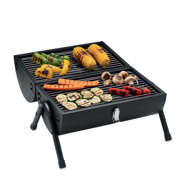 Grill BBQ portabil cu coș de fum și indicator de temperatură Grill BBQ portabil cu coș de fum și indicator de temperatură