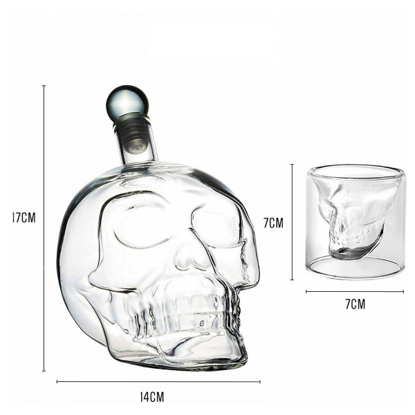 Set de pahare în formă de craniu (6 buc.) și carafă Set de pahare în formă de craniu (6 buc.) și carafă