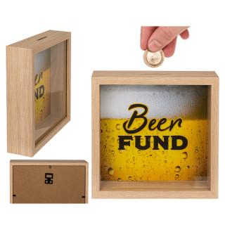 Pușculiță din lemn - cadru "Fond pentru bere"