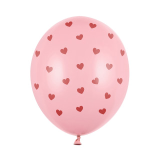 Baloane roz pastel „Hearts” (6 buc)