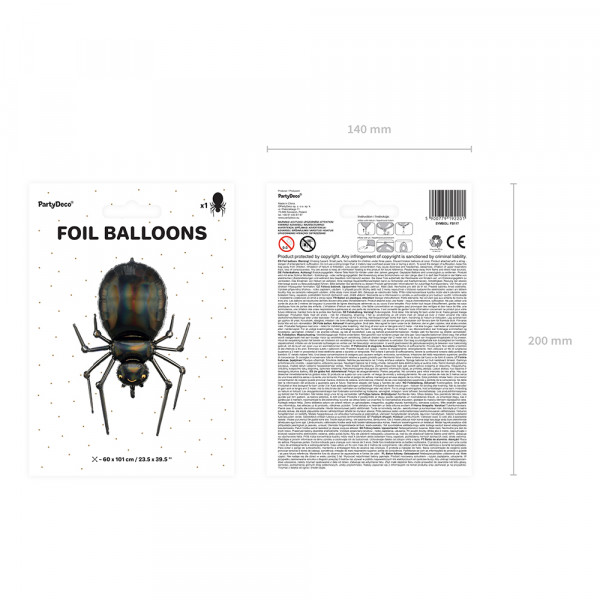 Balon de folie modelat „Păianjen negru” (60x101cm) Balon de folie modelat „Păianjen negru” (60x101cm)