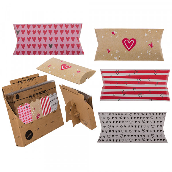 Cutii de hârtie Kraft - perne „Heart”, 4 buc.