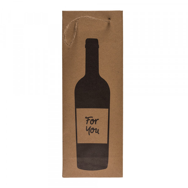 Pungă cadou din hârtie Kraft pentru sticlă "Wine time" (35x9x9cm)