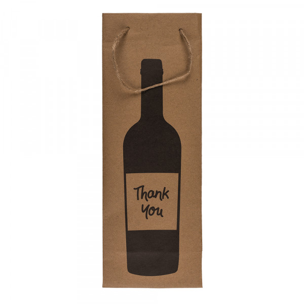 Pungă cadou din hârtie Kraft pentru sticlă "Wine time" (35x9x9cm)