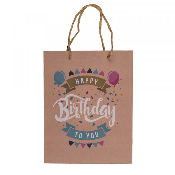 Pungă cadou din hârtie Kraft "Happy Birthday" (23x18x8cm) Pungă cadou din hârtie Kraft "Happy Birthday" (23x18x8cm)