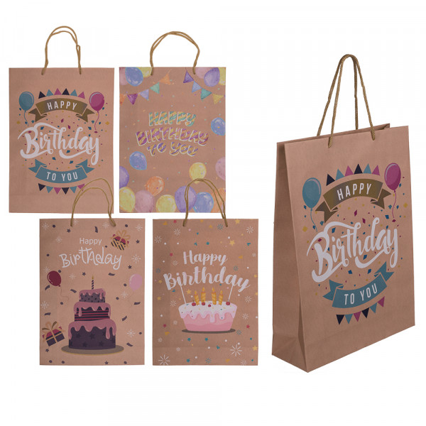 Pungă cadou din hârtie Kraft "Happy Birthday" (34.5x25x8.5cm) Pungă cadou din hârtie Kraft "Happy Birthday" (34.5x25x8.5cm)