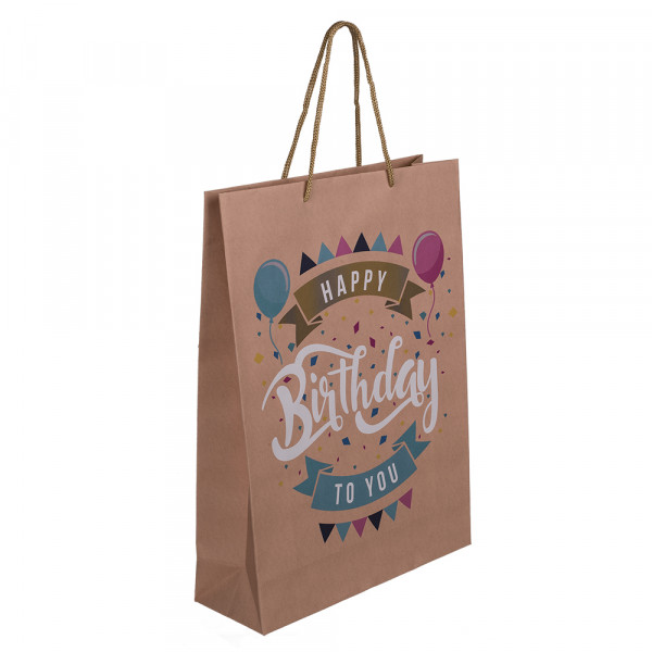 Pungă cadou din hârtie Kraft "Happy Birthday" (34.5x25x8.5cm) Pungă cadou din hârtie Kraft "Happy Birthday" (34.5x25x8.5cm)