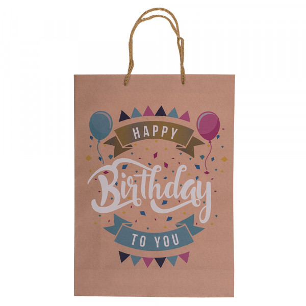 Pungă cadou din hârtie Kraft "Happy Birthday" (34.5x25x8.5cm) Pungă cadou din hârtie Kraft "Happy Birthday" (34.5x25x8.5cm)