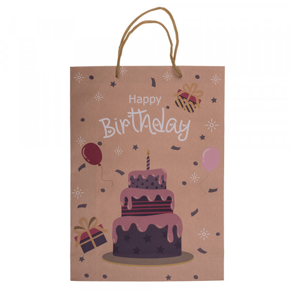 Pungă cadou din hârtie Kraft "Happy Birthday" (34.5x25x8.5cm) Pungă cadou din hârtie Kraft "Happy Birthday" (34.5x25x8.5cm)