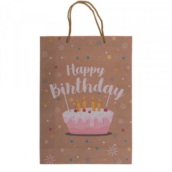 Pungă cadou din hârtie Kraft "Happy Birthday" (34.5x25x8.5cm) Pungă cadou din hârtie Kraft "Happy Birthday" (34.5x25x8.5cm)