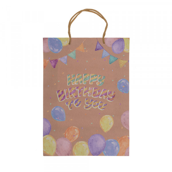Pungă cadou din hârtie Kraft "Happy Birthday" (34.5x25x8.5cm) Pungă cadou din hârtie Kraft "Happy Birthday" (34.5x25x8.5cm)