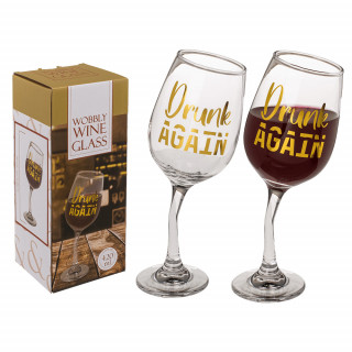 Pahar de vin mișcător "Drunk again" (420ml)