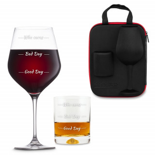 Set de pahare pentru vin și whisky „Who Cares”