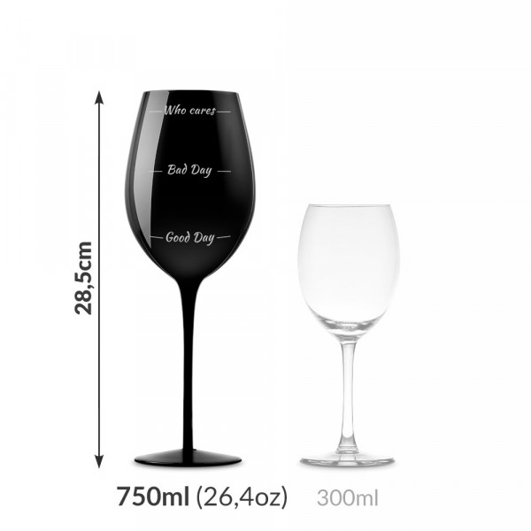 Pahar de vin negru gigantic "Who cares" (750ml)