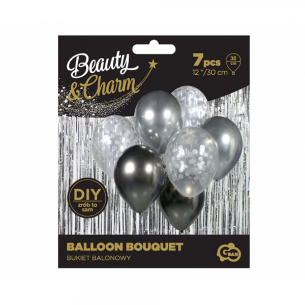 Buchet de baloane „Silver & Graphite” (7 buc.) Buchet de baloane „Silver & Graphite” (7 buc.)