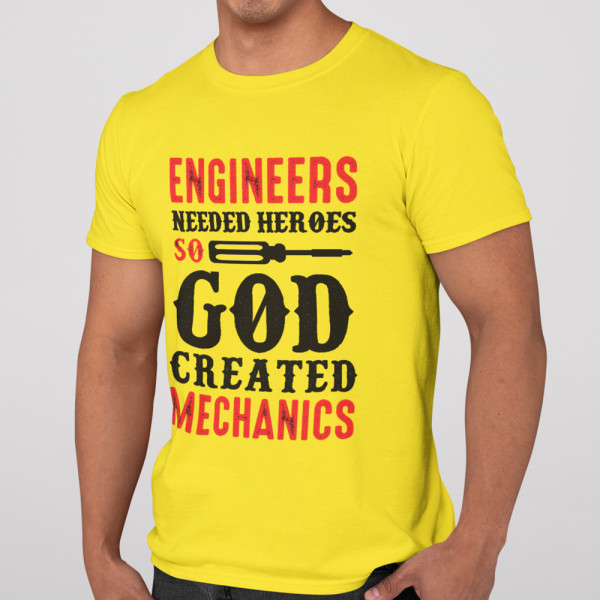 Tricou "God created mechanics"