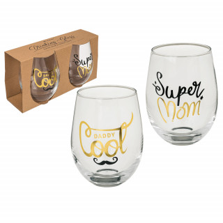 Set de pahare „Super Mom & Cool Daddy”