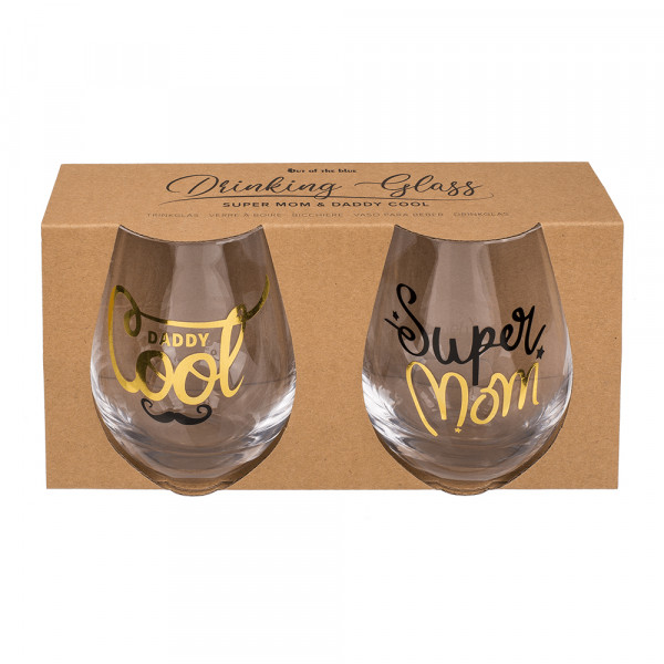 Set de pahare „Super Mom & Cool Daddy” Set de pahare „Super Mom & Cool Daddy”