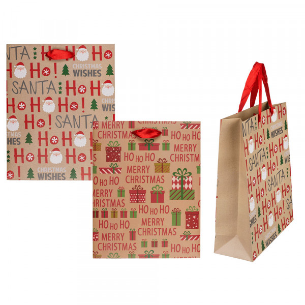 Pungă de hârtie pentru cadouri „Ho Ho Ho” (18x10x23cm)